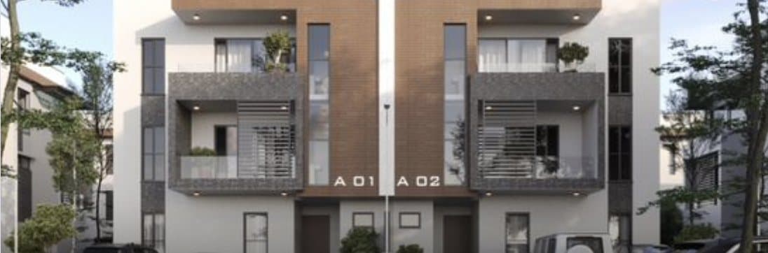 Render of the 300 m² 4-bedroom semi-detached duplexes, units A01 and A02